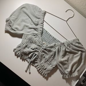 Urban Outfitters Baby Blue Sparkle Crop Top